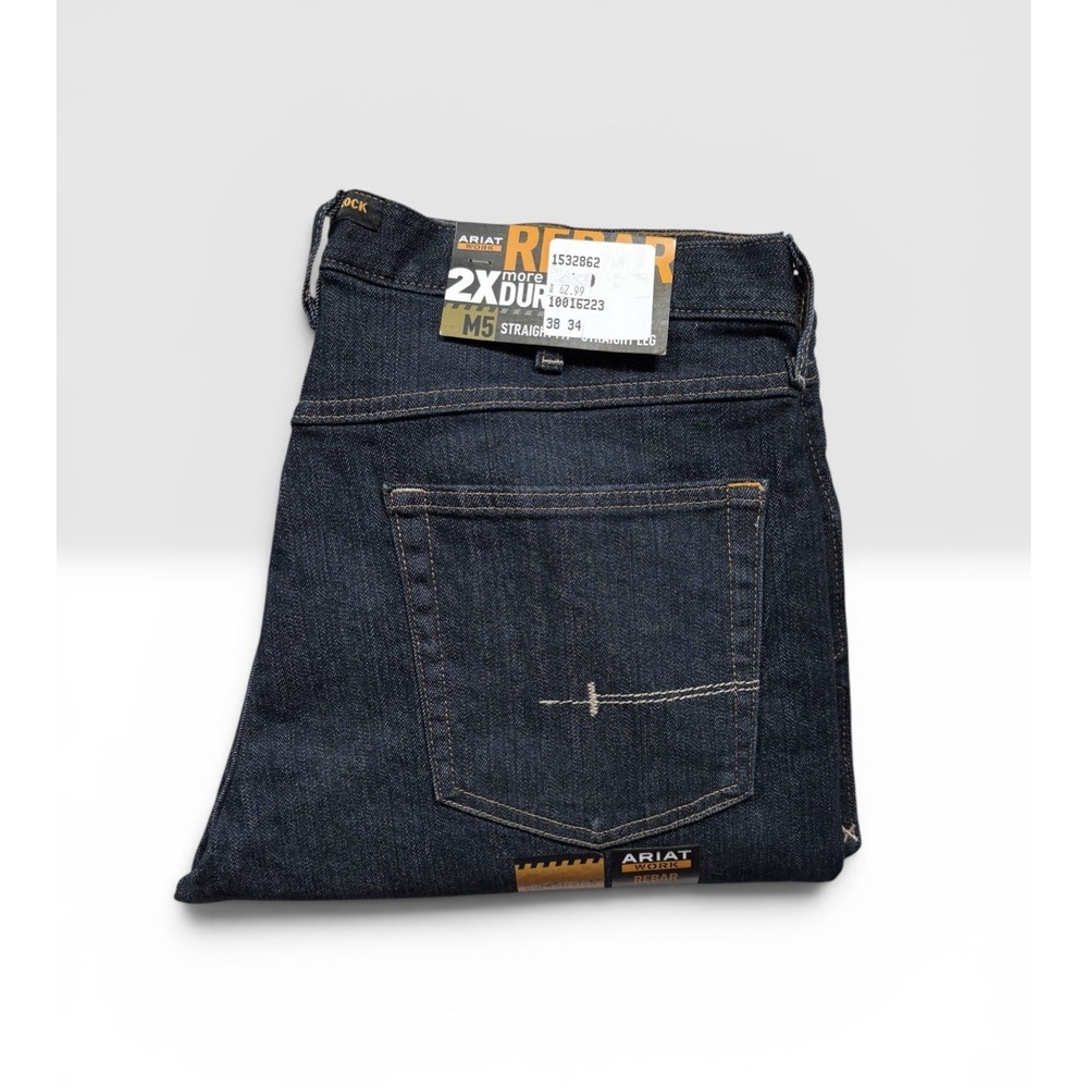 Ariat Mens Rebar M5 Durastretch Jeans 38x34 Straight Leg Workwear Denim NWT 1958